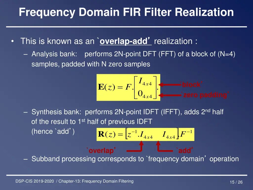 frequency domain fir filter realization 11