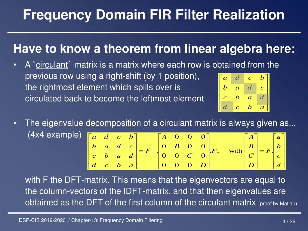 frequency domain fir filter realization