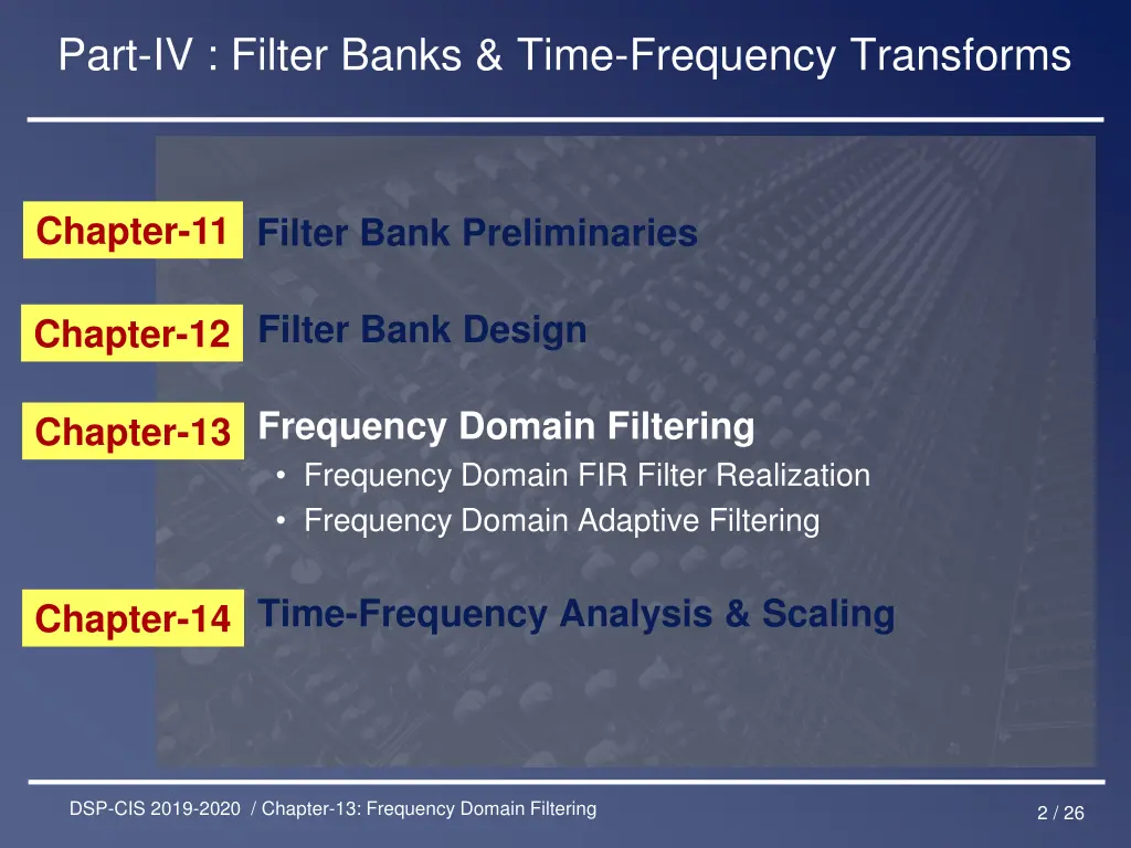 part iv filter banks time frequency transforms