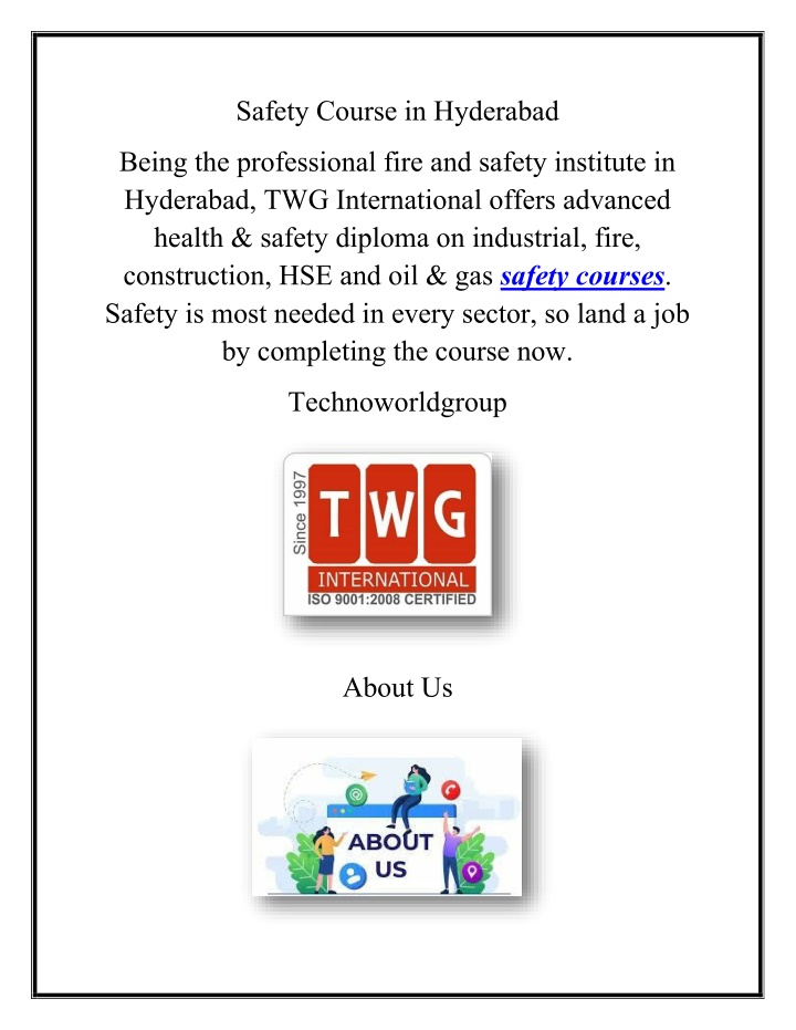 safety course in hyderabad