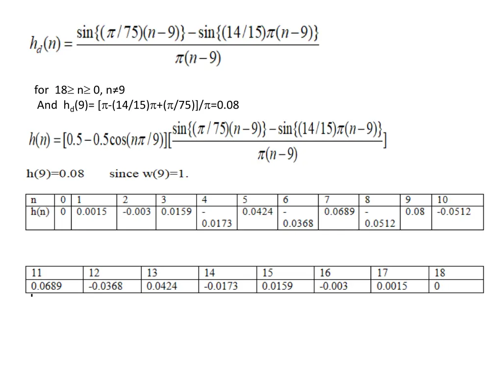 for 18 n 0 n 9 and h d 9 14 15 75 0 08