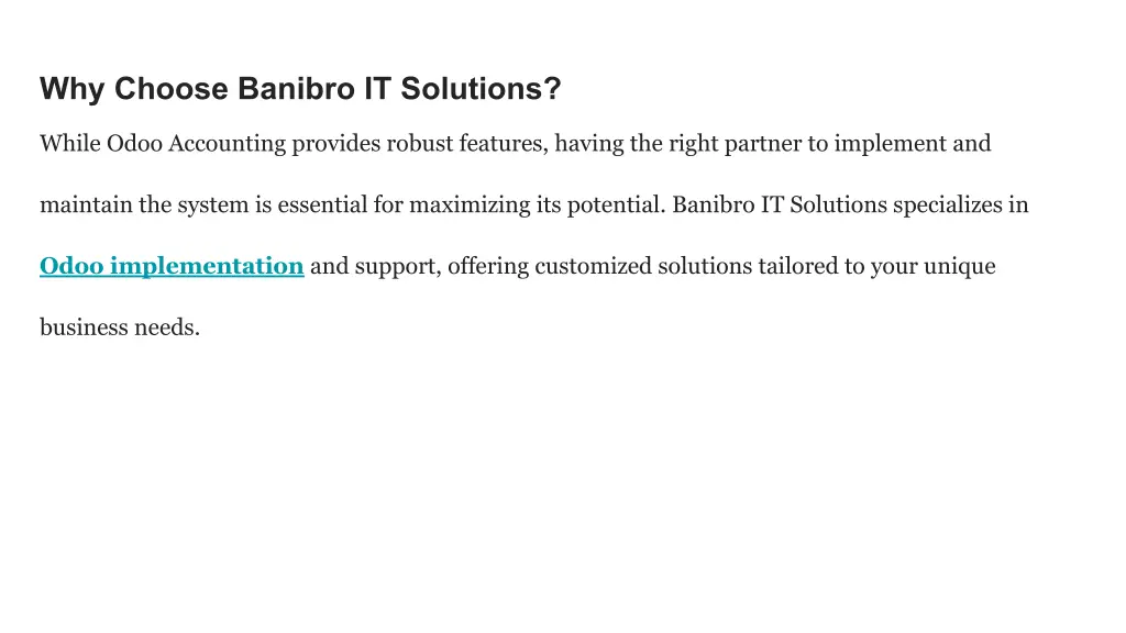 why choose banibro it solutions