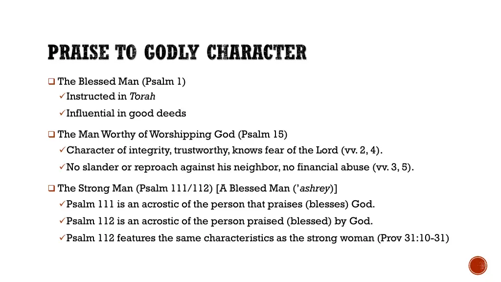 praise to godly character