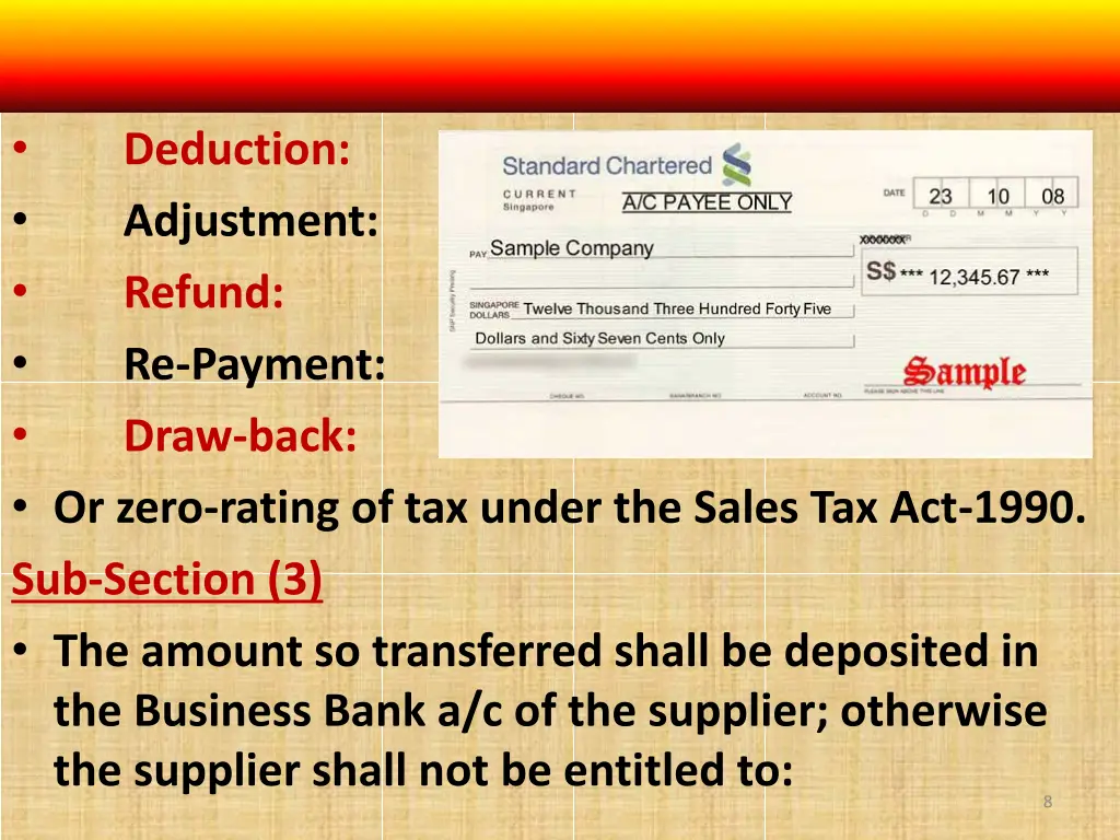 or zero rating of tax under the sales