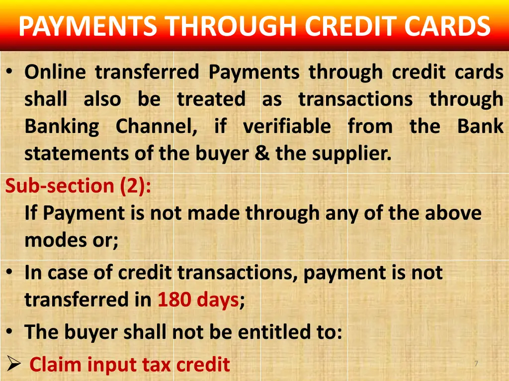 payments through credit cards