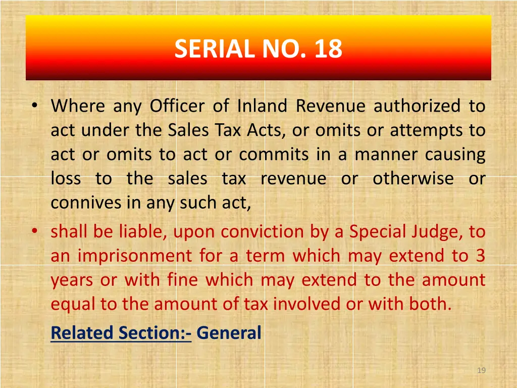 serial no 18