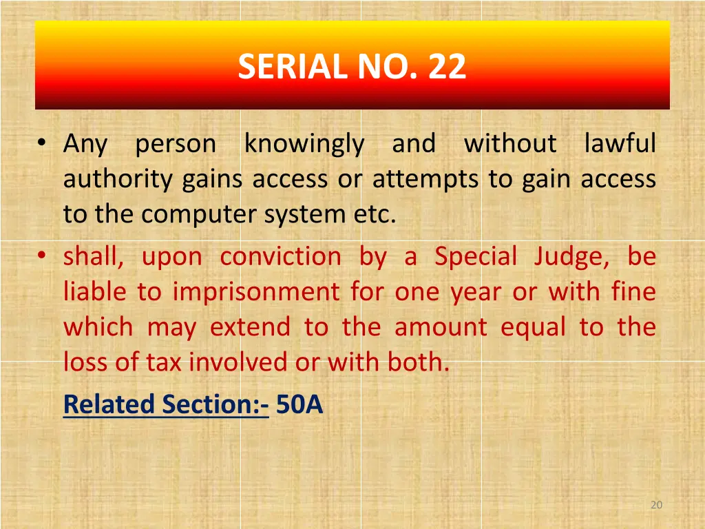 serial no 22