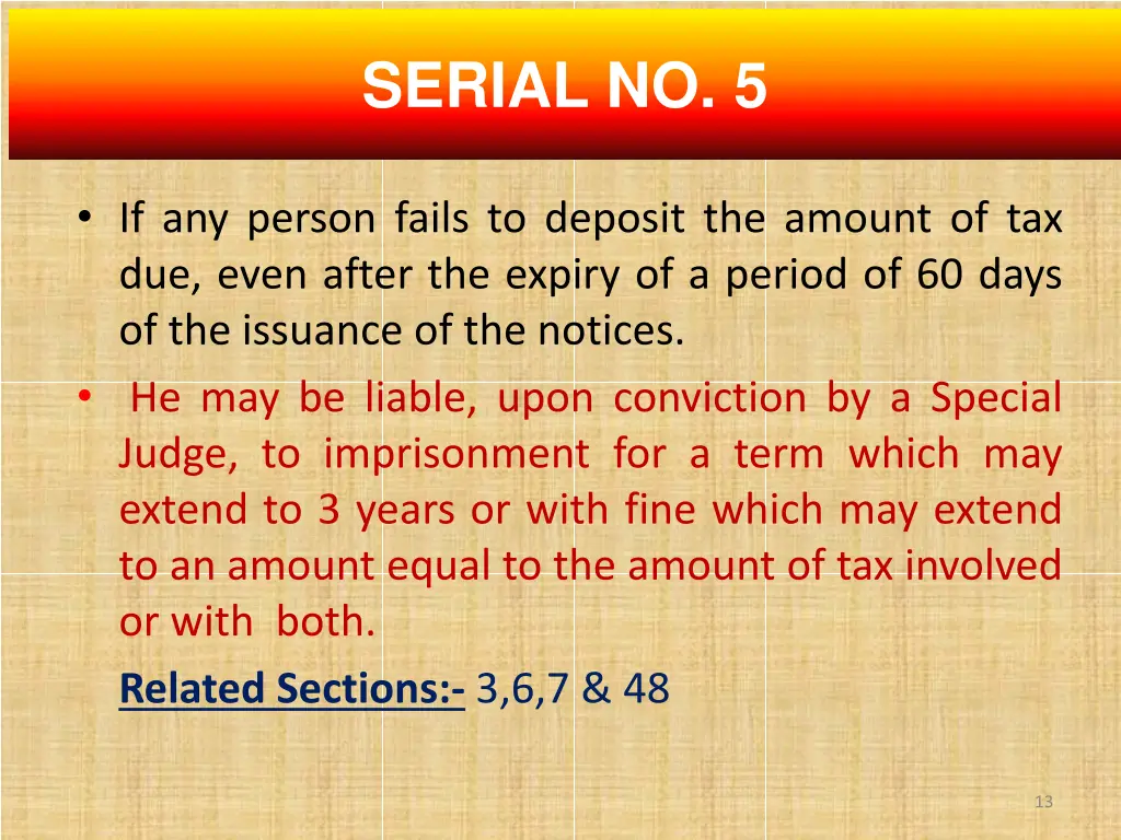 serial no 5