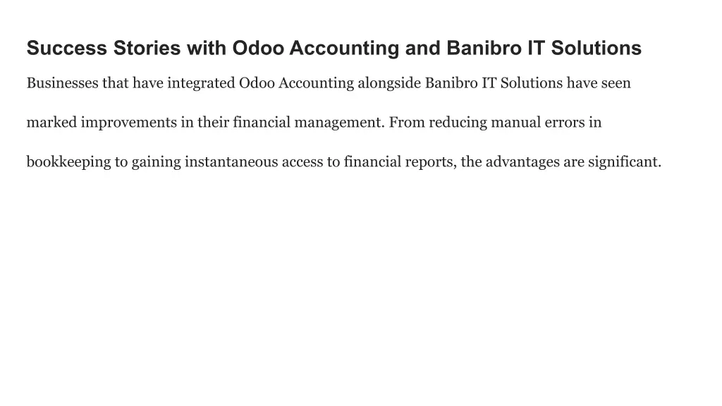 success stories with odoo accounting and banibro