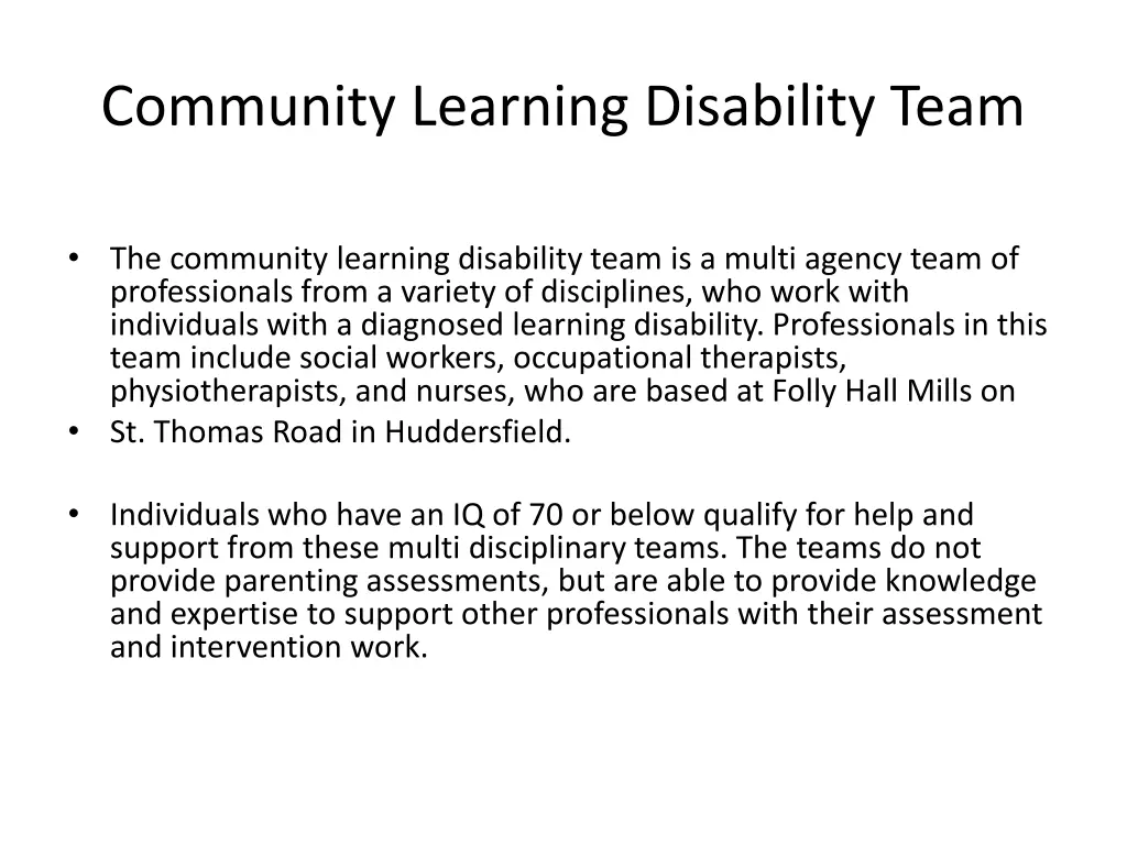 community learning disability team
