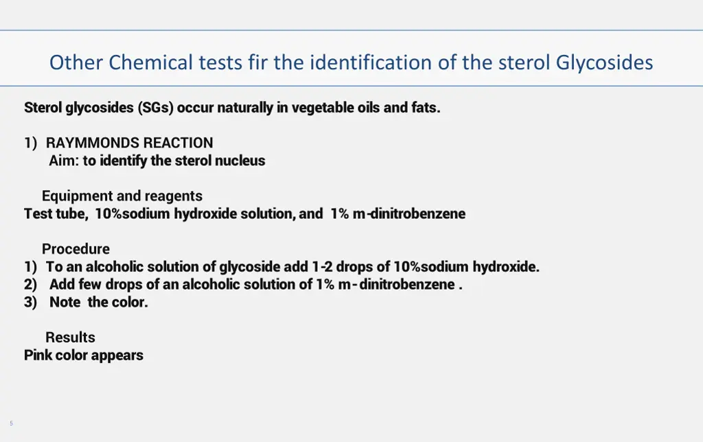 other chemical tests fir the identification