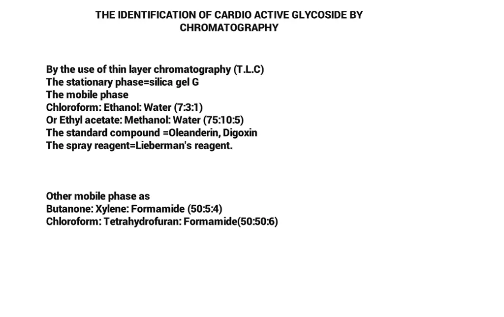 the identification of cardio active glycoside