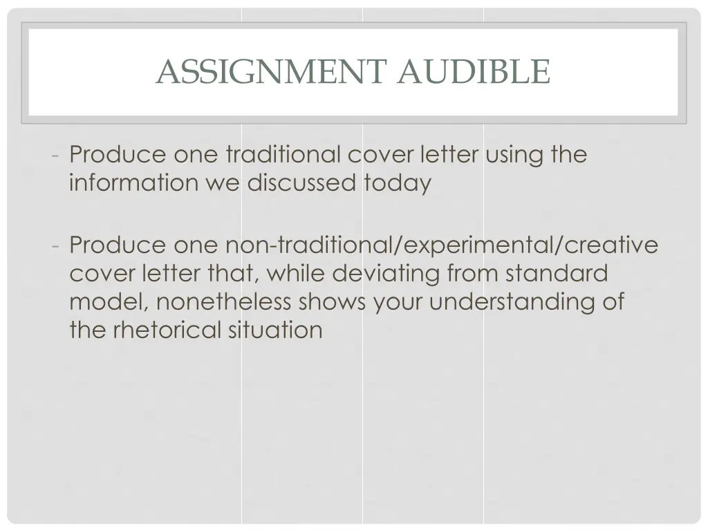 assignment audible