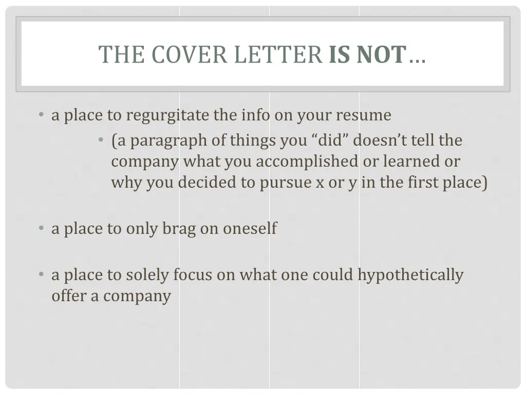 the cover letter is not
