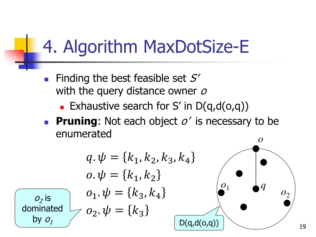 4 algorithm maxdotsize e 5