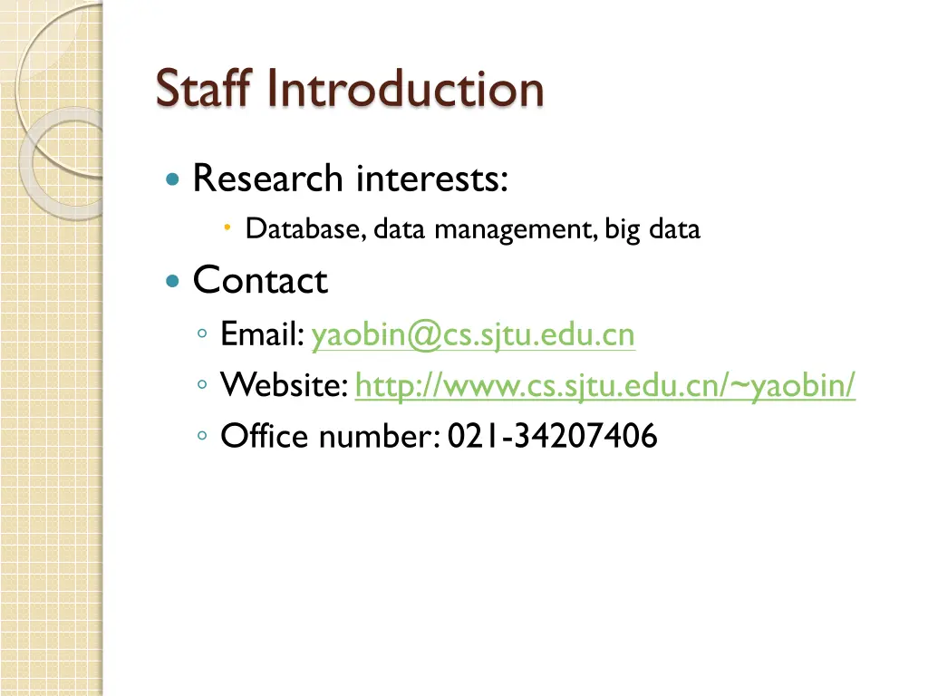 staff introduction