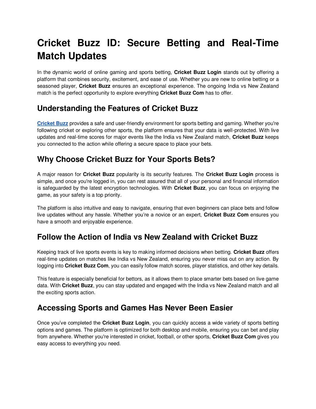 cricket buzz id secure betting and real time