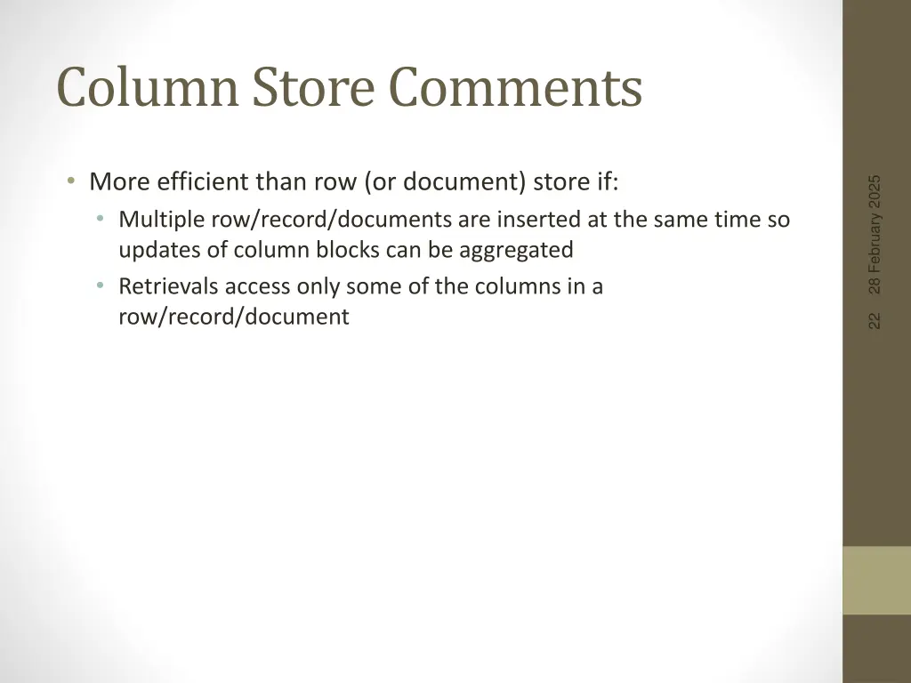 column store comments