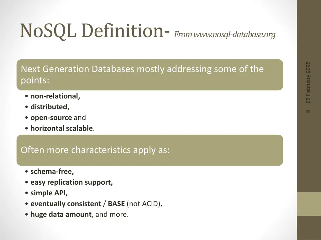 nosql definition from www nosql database org