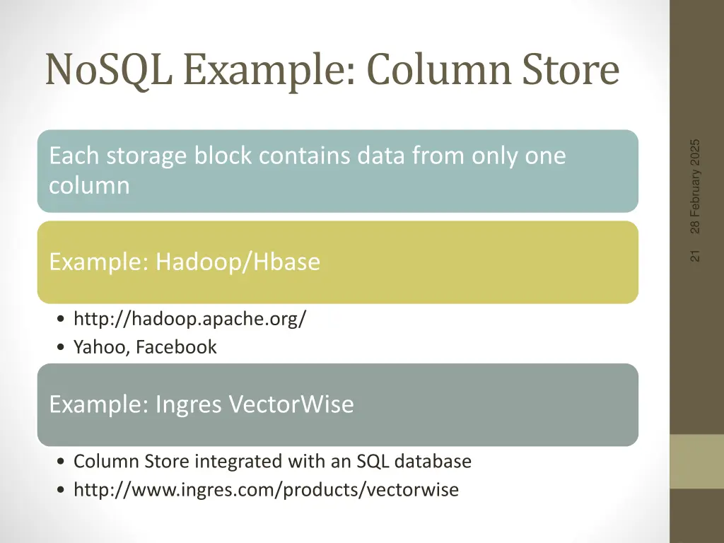 nosql example column store