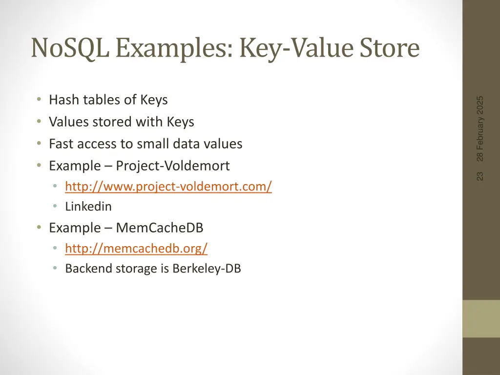 nosql examples key value store
