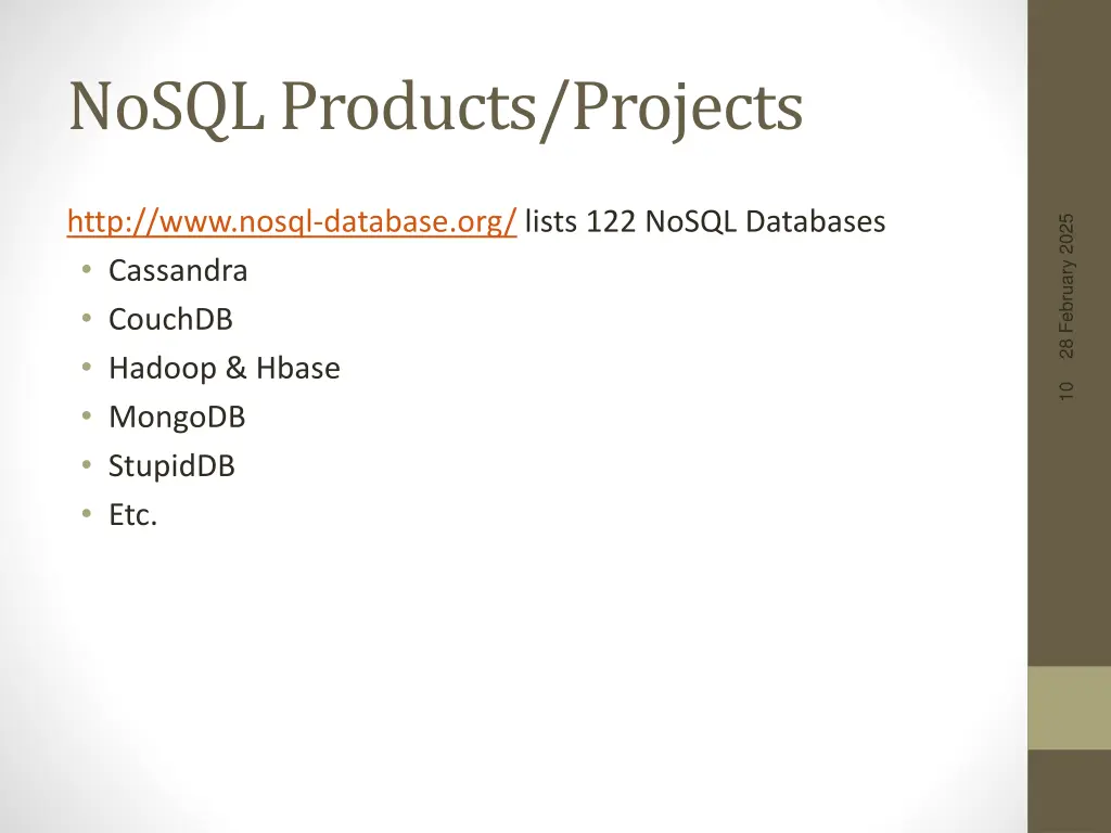 nosql products projects
