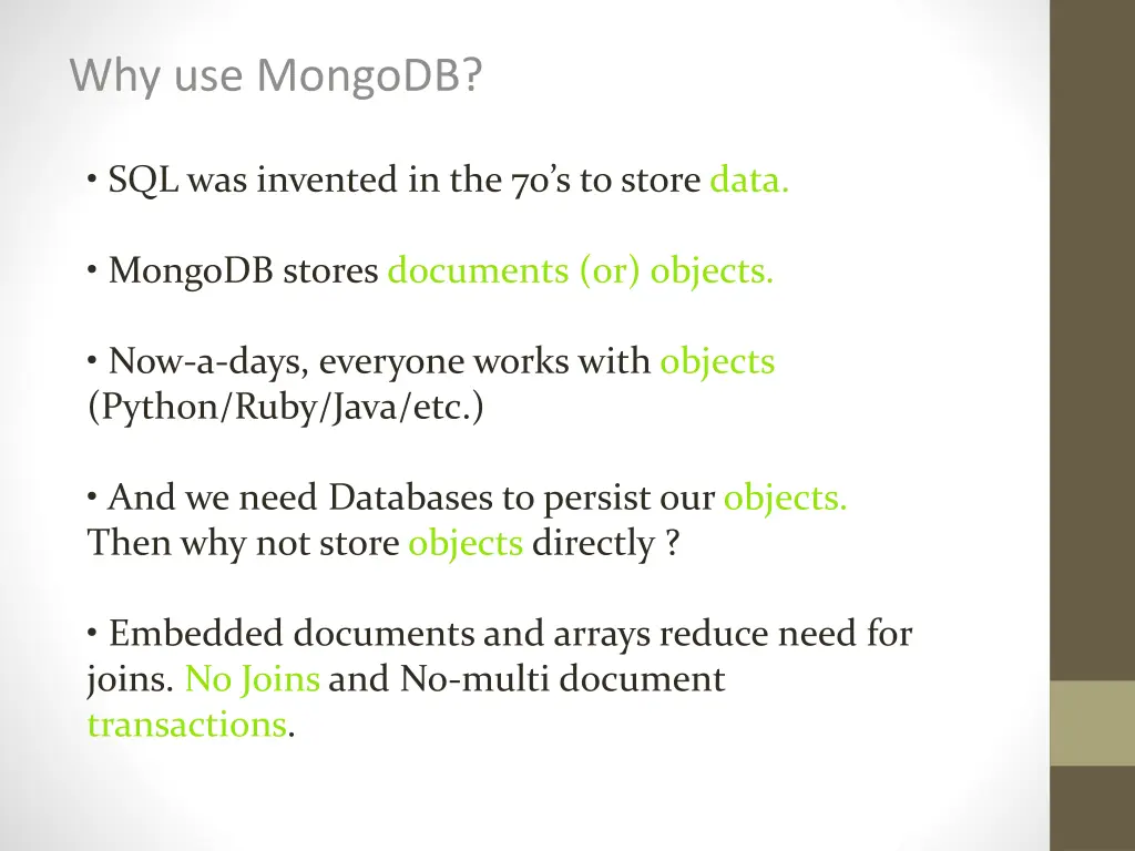 why use mongodb