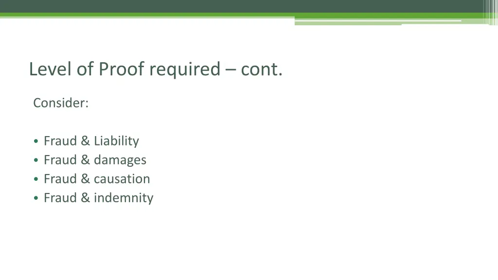 level of proof required cont