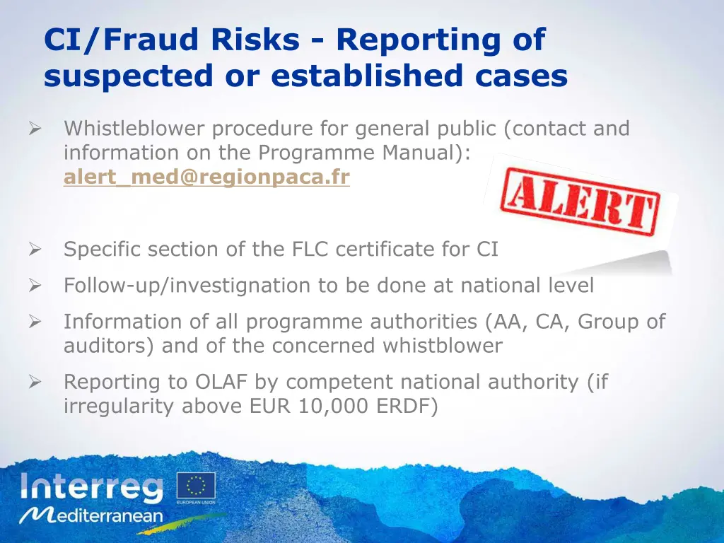 ci fraud risks reporting of suspected