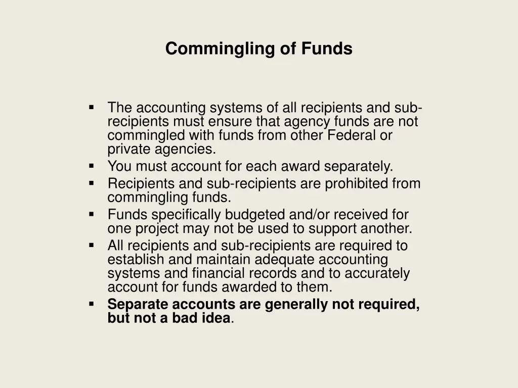 commingling of funds