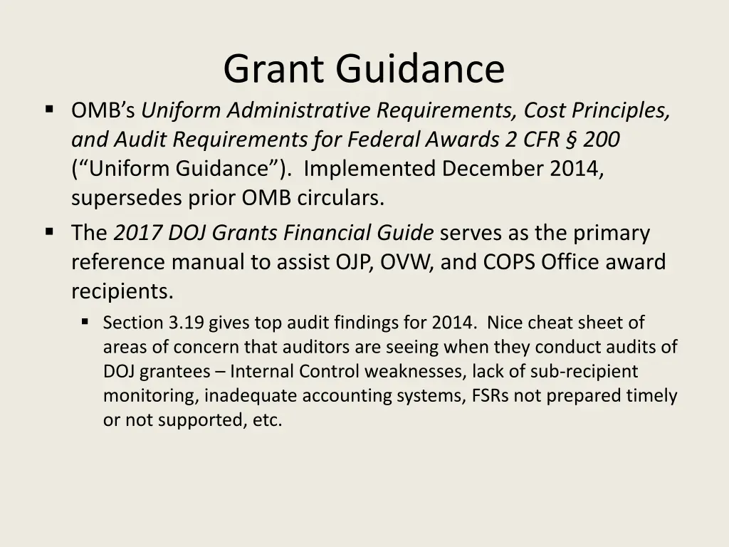 grant guidance