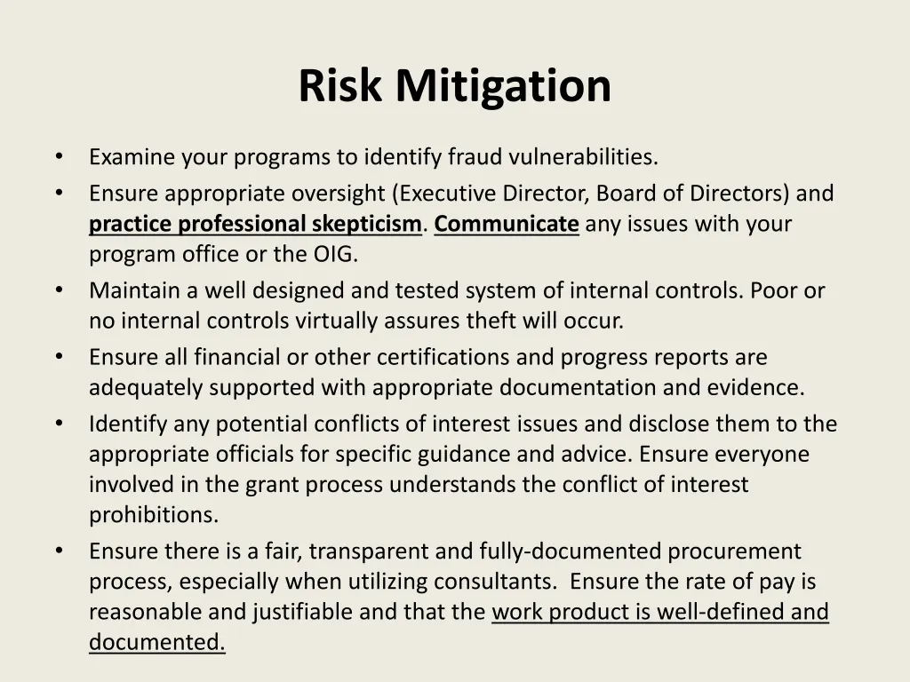 risk mitigation