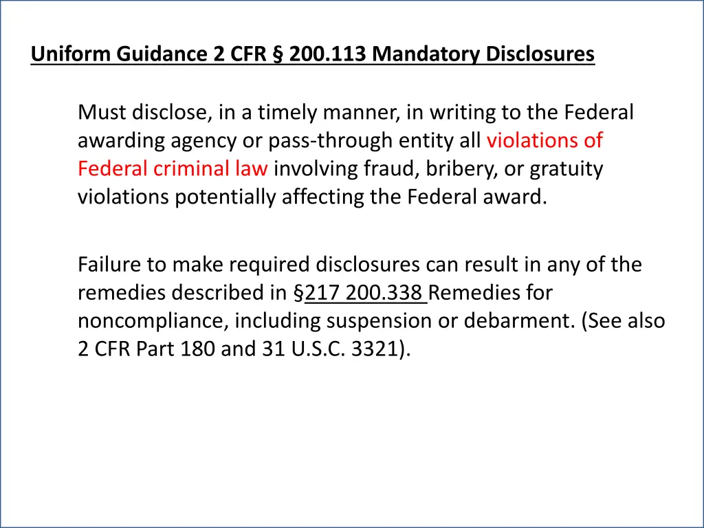 uniform guidance 2 cfr 200 113 mandatory
