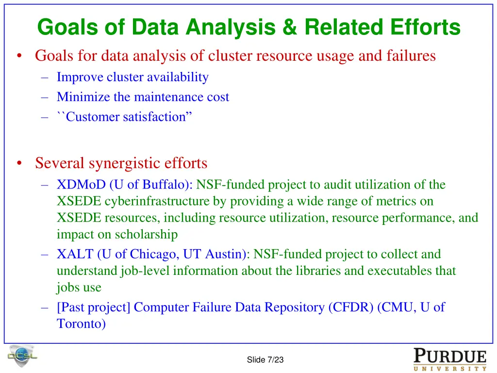 goals of data analysis related efforts goals