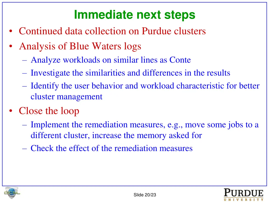 immediate next steps