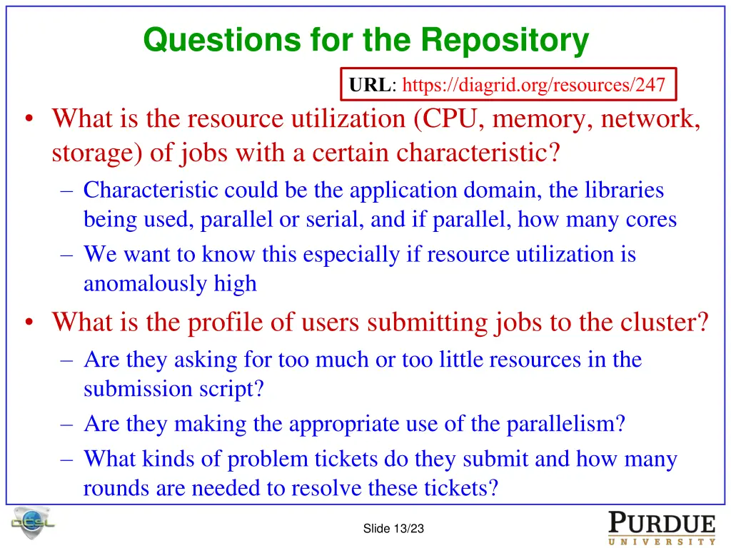 questions for the repository