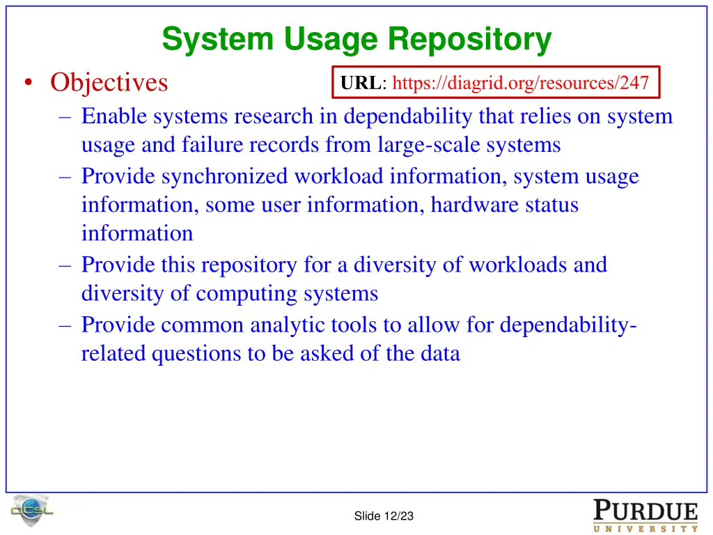 system usage repository objectives enable systems