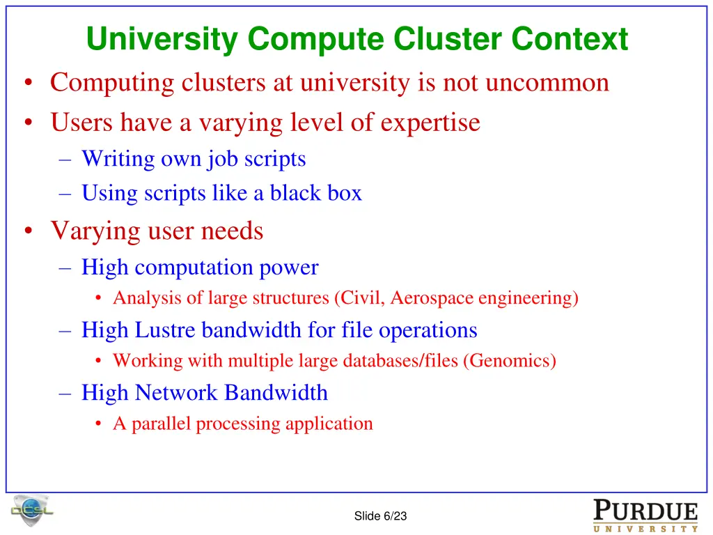 university compute cluster context computing
