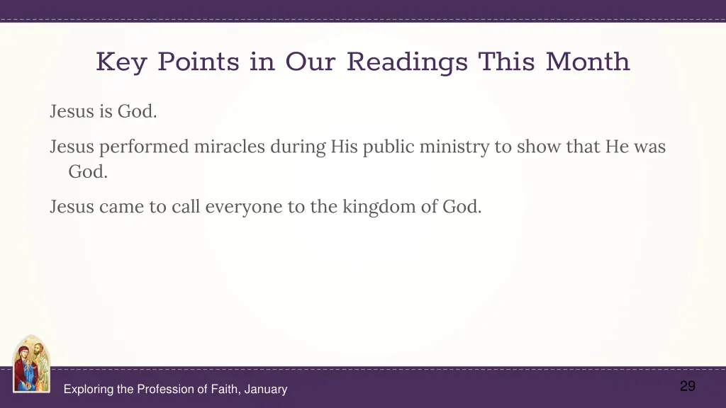 key points in our readings this month