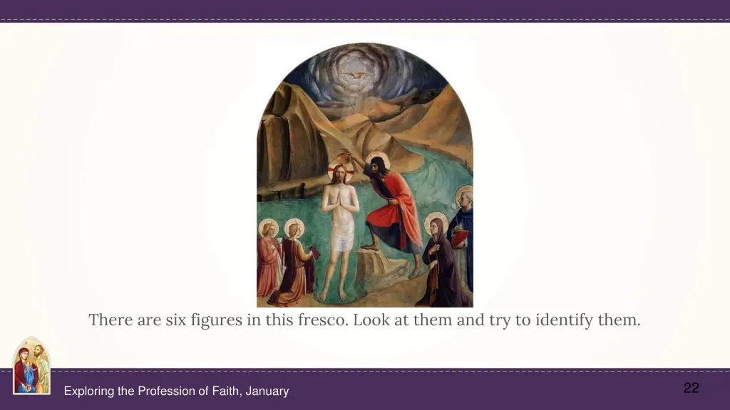 there are six figures in this fresco look at them