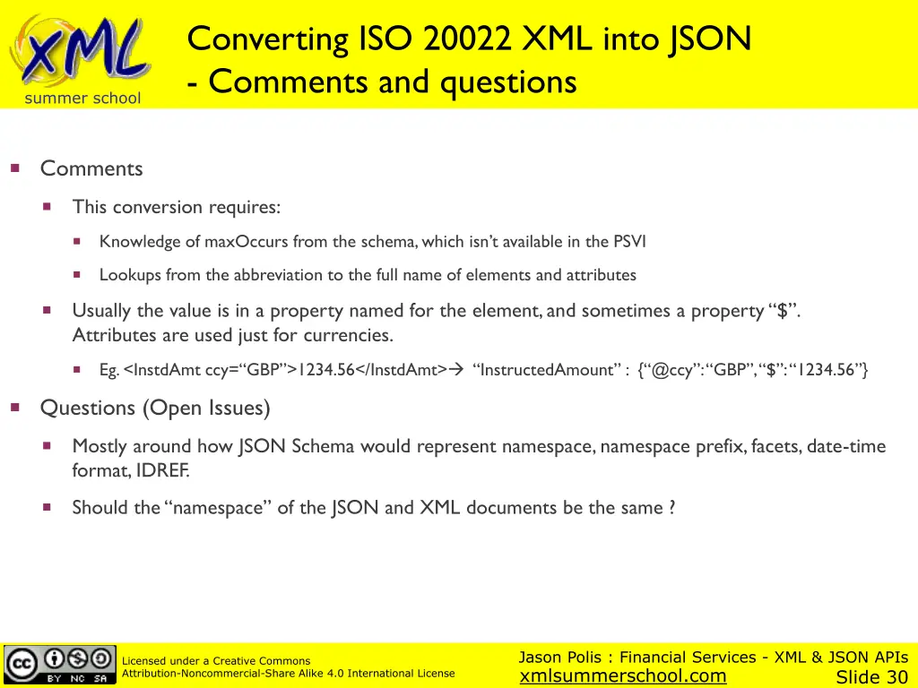 converting iso 20022 xml into json comments
