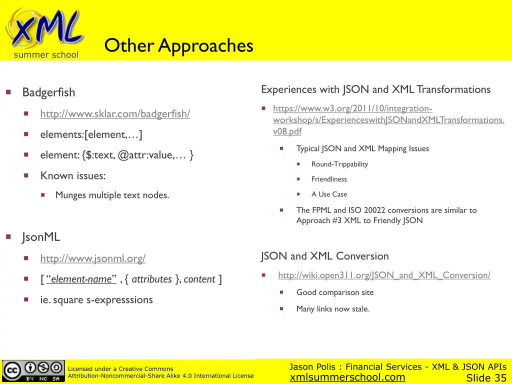 financial services xml json apis jason polis@json 12