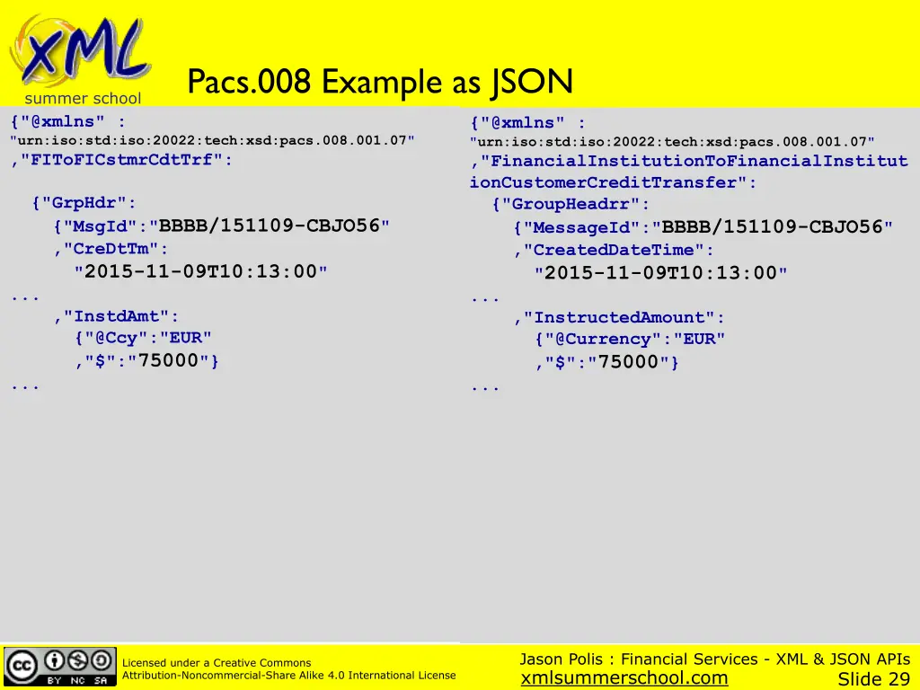 financial services xml json apis jason polis@json 9