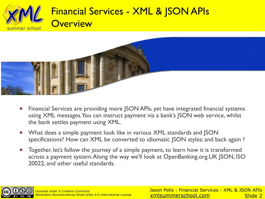 financial services xml json apis overview
