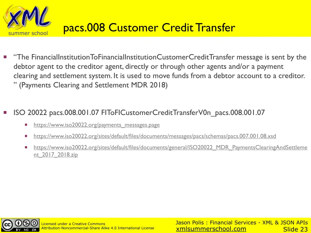 pacs 008 customer credit transfer