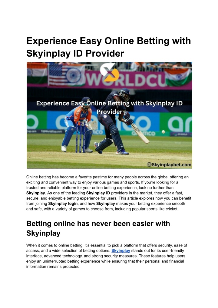 experience easy online betting with skyinplay