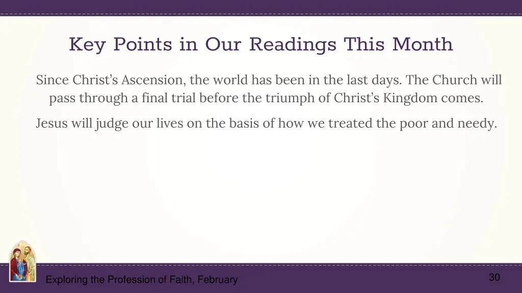 key points in our readings this month 2