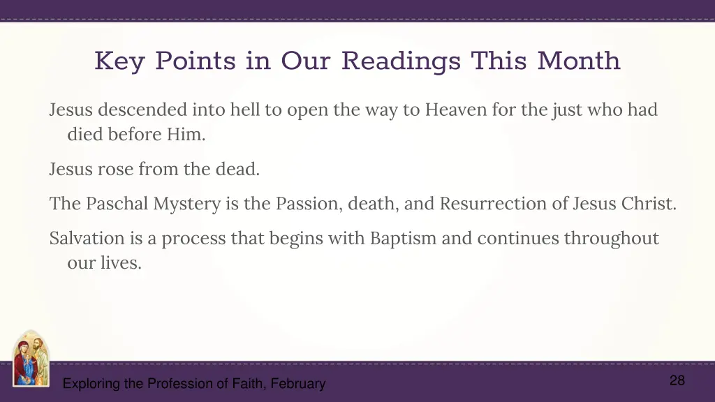 key points in our readings this month