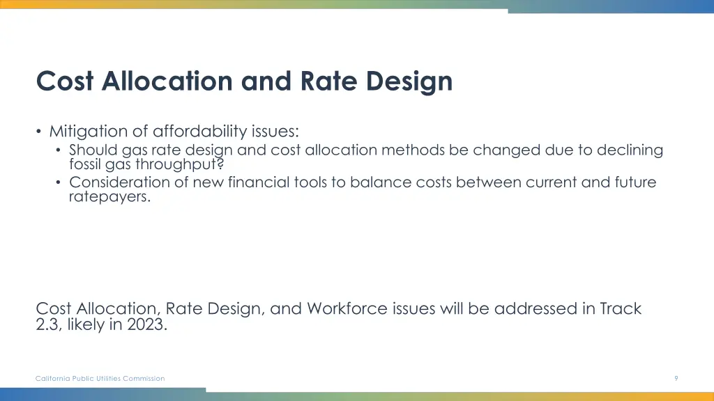 cost allocation and rate design
