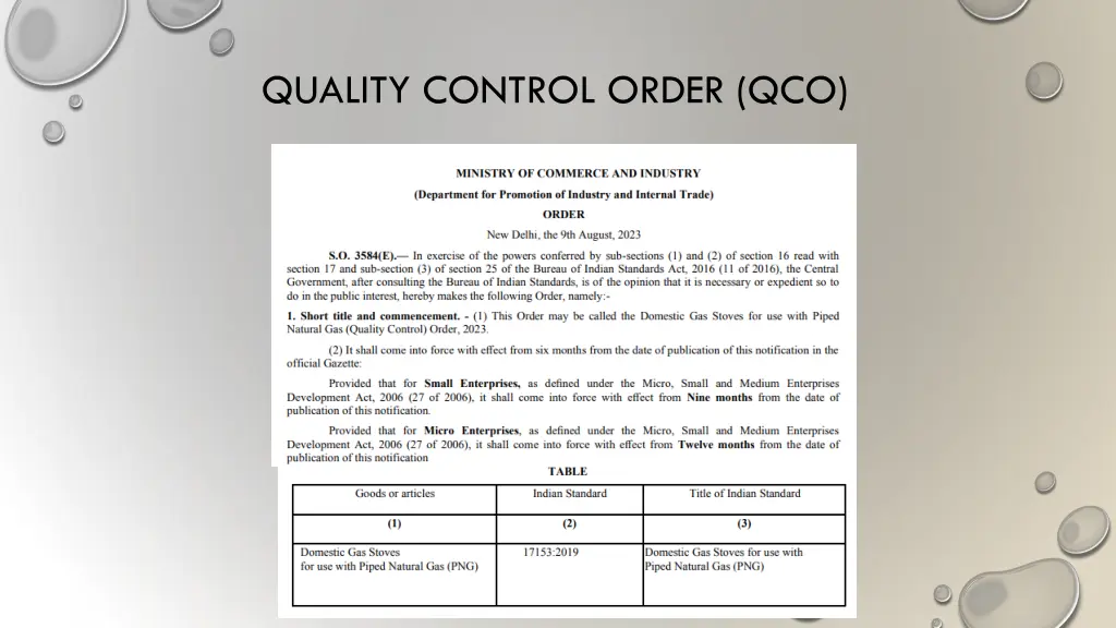 quality control order qco